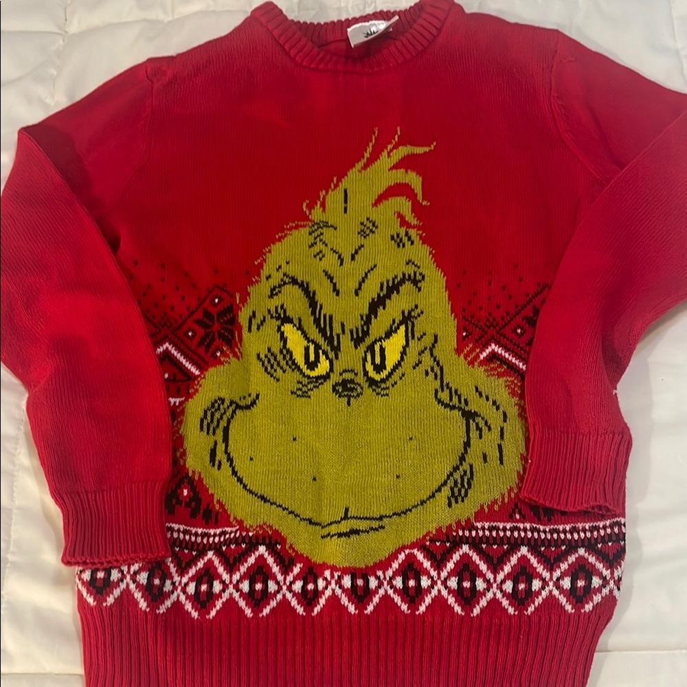 Red BOYS Christmas Grinch Sweater Small